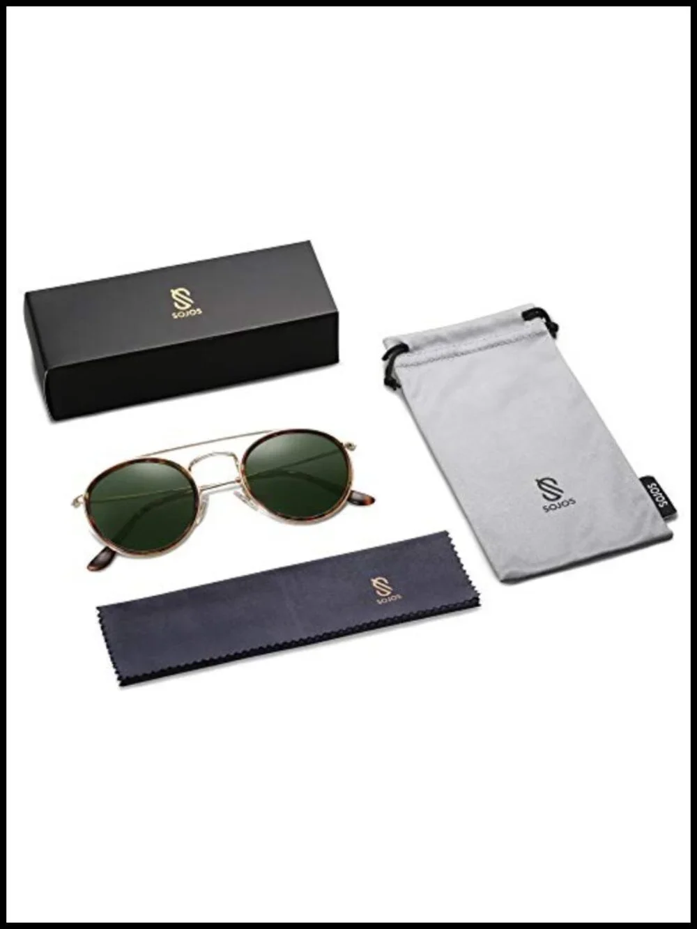 Retro Vintage Round Polarized Sunglasses Double Bridge Circle Sunnies